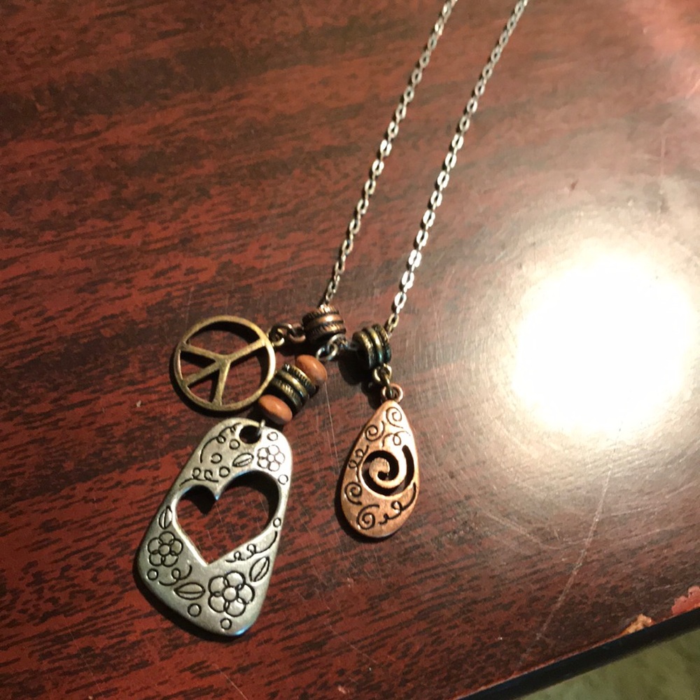 Copper, silver, gold necklace
